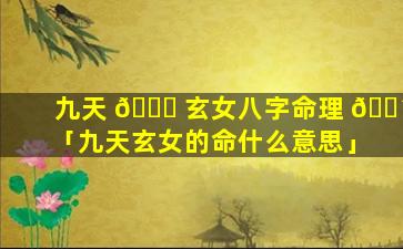 九天 🐟 玄女八字命理 🌴 「九天玄女的命什么意思」